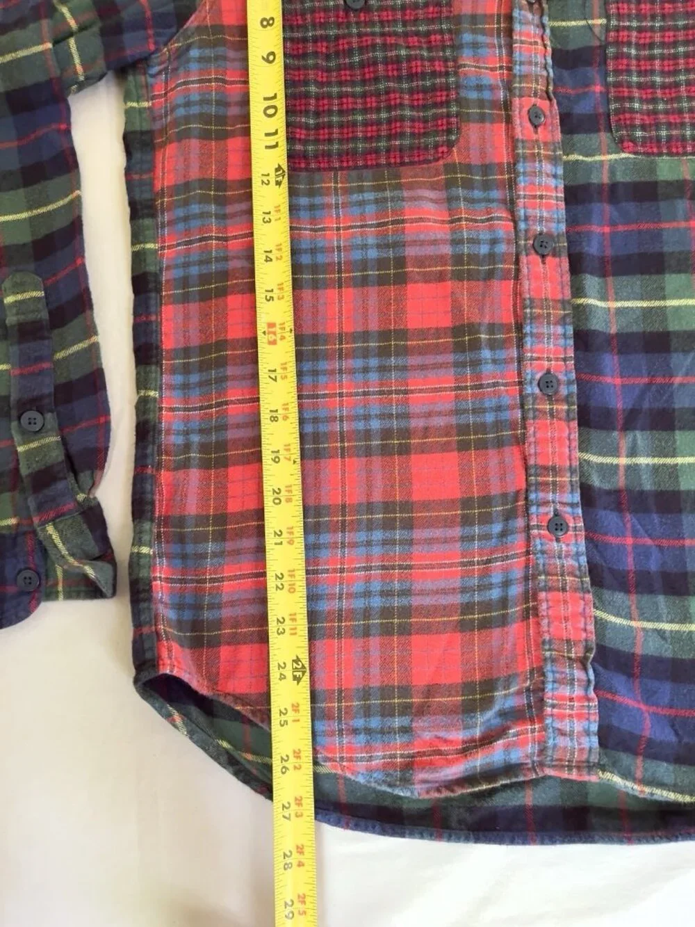 J. Crew Mens M Patchwork Flannel Shirt Mixed Plaid Tartan Cotton